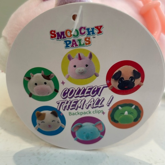 NWT Smoochy Pals Pink Unicorn 🦄 Plush Backpack / Bag Clip by Linzy Toys - Picture 4 of 4